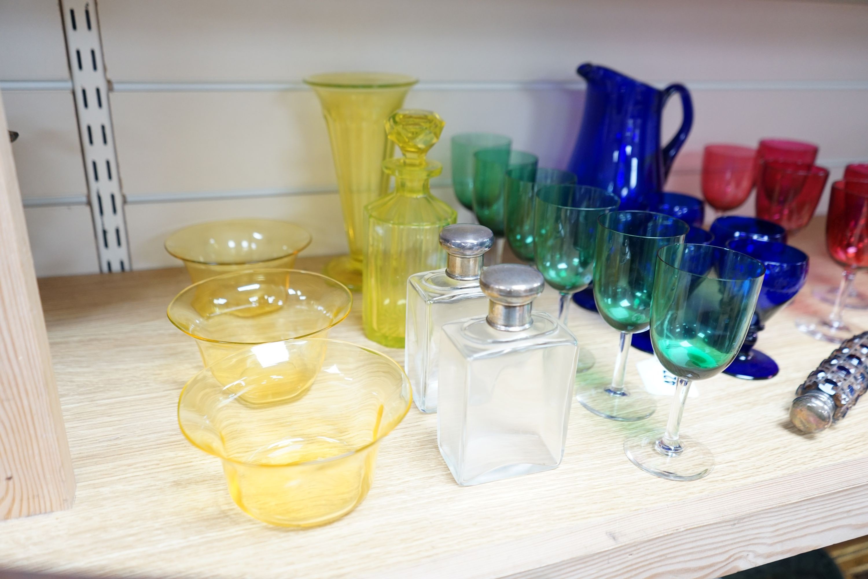 A group of mixed coloured glass